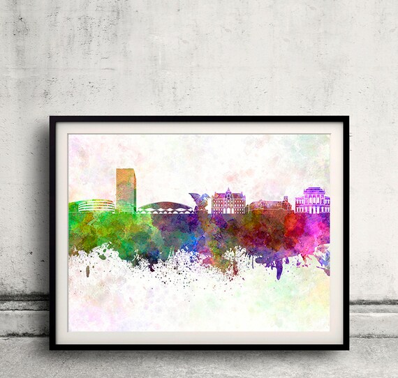 Ljubljana skyline in watercolor background 8x10 in to 12x16 Poster Digital Wall art Illustration Print Art Decorative  - SKU 0129