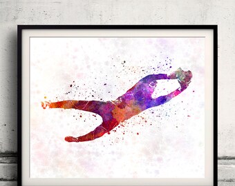 Soccer football player goalkeeper 01 - poster watercolor wall art gift splatter sport soccer illustration print artistic - SKU 1450