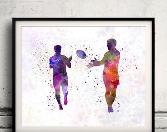 Rugby men players 09 - poster acquerello wall art regalo splatter sport calcio illustrazione stampa artistica - SKU 1506