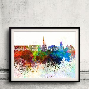Gothenburg skyline in watercolor background 8x10 in to 12x16 Poster Digital Wall art Illustration Print Art Decorative  - SKU 0197