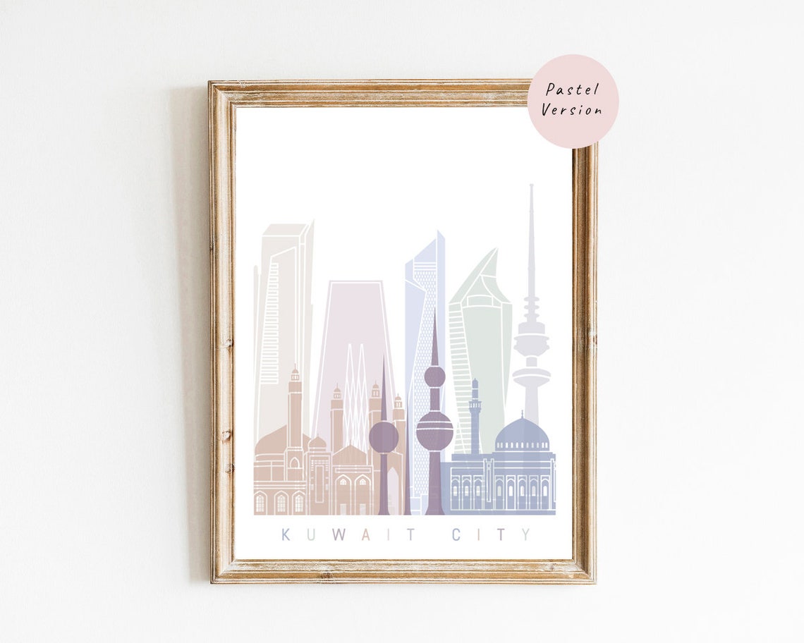 Kuwait Skyline Poster - Fine Art Print Landmarks Skyline Poster Gift ...