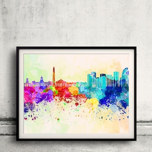 Buenos Aires skyline in watercolor background 8x10 in to 12x16 Poster Digital Wall art Illustration Print Art Decorative  - SKU 0051