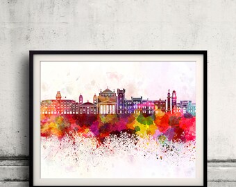 Horizonte de Trieste en fondo de acuarela de 8x10 pulgadas a 12x16 pulgadas. Póster Digital Wall art Ilustración Print Art Decorativo - SKU 0745
