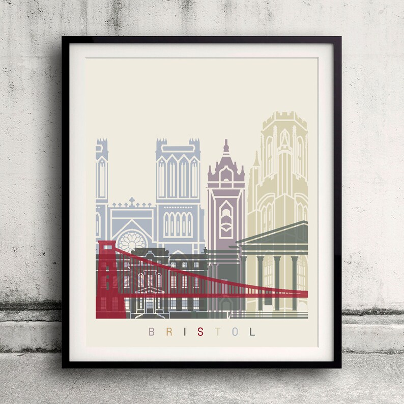 Bristol Skyline Poster Fine Art Print Landmarks Skyline Etsy