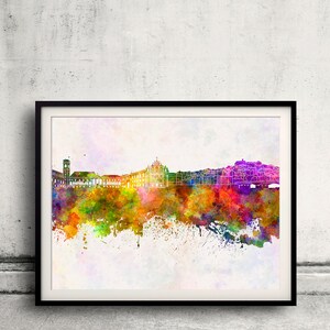 Coimbra skyline in watercolor background 8x10 in. to 12x16 in. Poster Digital Wall art Illustration Print Art Decorative  - SKU 0141