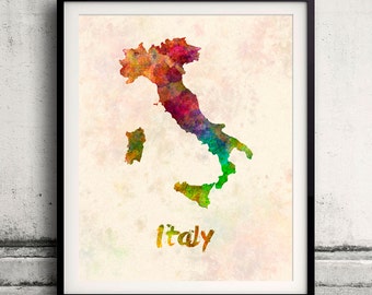 Italy - Map in watercolor - Fine Art Print Glicee Poster Decor Home Gift Illustration Wall Art Countries Colorful - SKU 1698