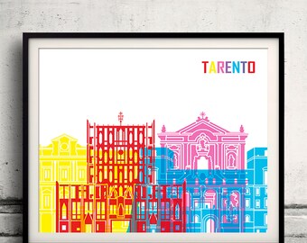 Tarento pop art skyline 8x10 in. to 12x16 in. Fine Art Print Glicee Poster Gift Illustration Pop Art Colorful Landmarks - SKU 1084