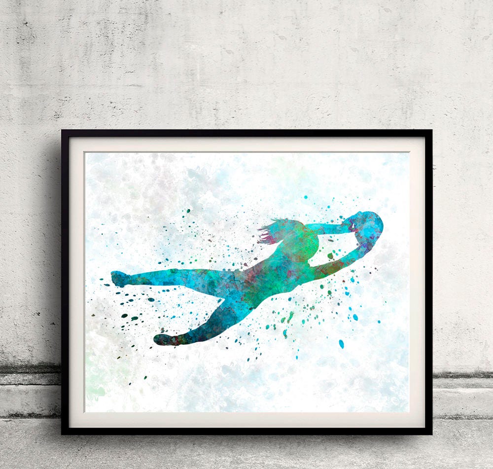 Woman Soccer Player 18 goalkeeper - poster watercolor wall art splatter sport illustration print Glicée artistic - SKU 2628