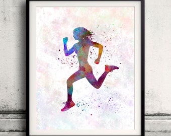 Woman runner running jogger jogging 01 - Poster Digital Wall art Illustration sports Print Art Decorative  - SKU 1647