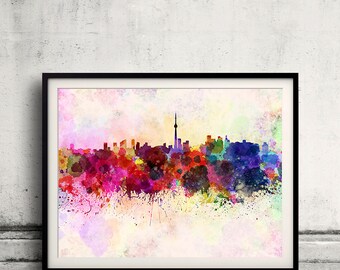 Toronto skyline in watercolor background 8x10 in. to 12x16 in.. Poster Digital Wall art Illustration Print Art Decorative  - SKU 0044