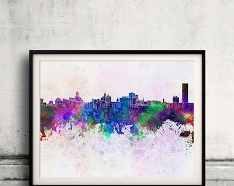 Buffalo skyline in watercolor background 8x10 in to 12x16 Poster Digital Wall art Illustration Print Art Decorative  - SKU 0196