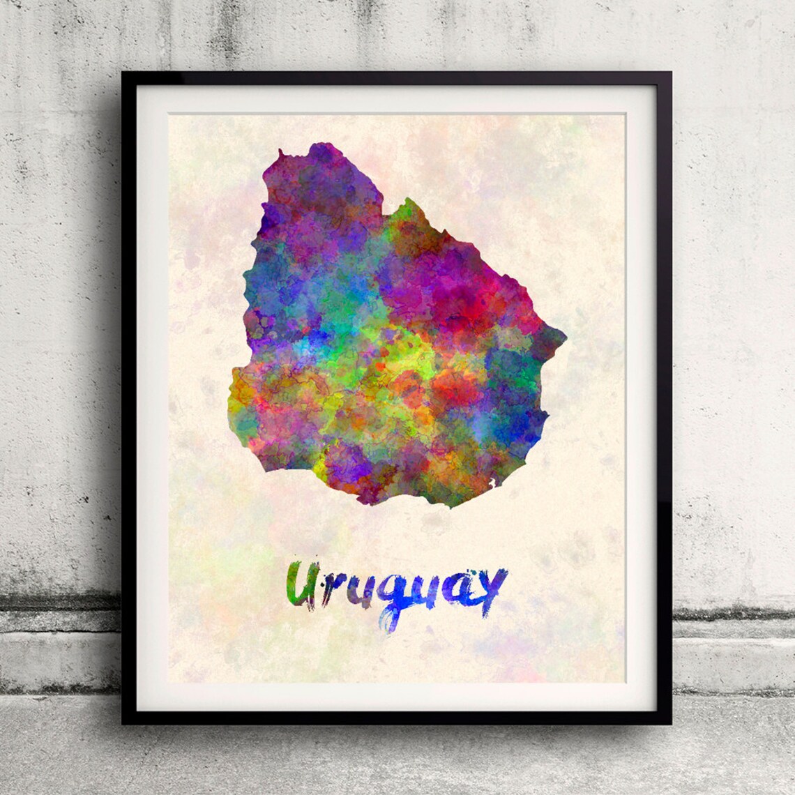 Uruguay Map in Watercolor Fine Art Print Glicee Poster | Etsy