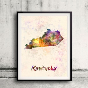 Kentucky US State in watercolor background 8x10 in. to 12x16 in. Poster Digital Wall art Illustration Print Art Decorative  - SKU 0404