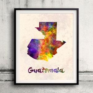 Guatemala - Mapa en acuarela - Fine Art Print Glicee Poster Decor Home Gift Illustration Wall Art Countries Colorful - SKU 1792
