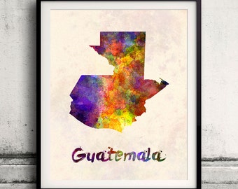 Guatemala - Mappa in acquerello - Fine Art Print Glicee Poster Decor Home Gift Illustration Wall Art Paesi Colorati - SKU 1792