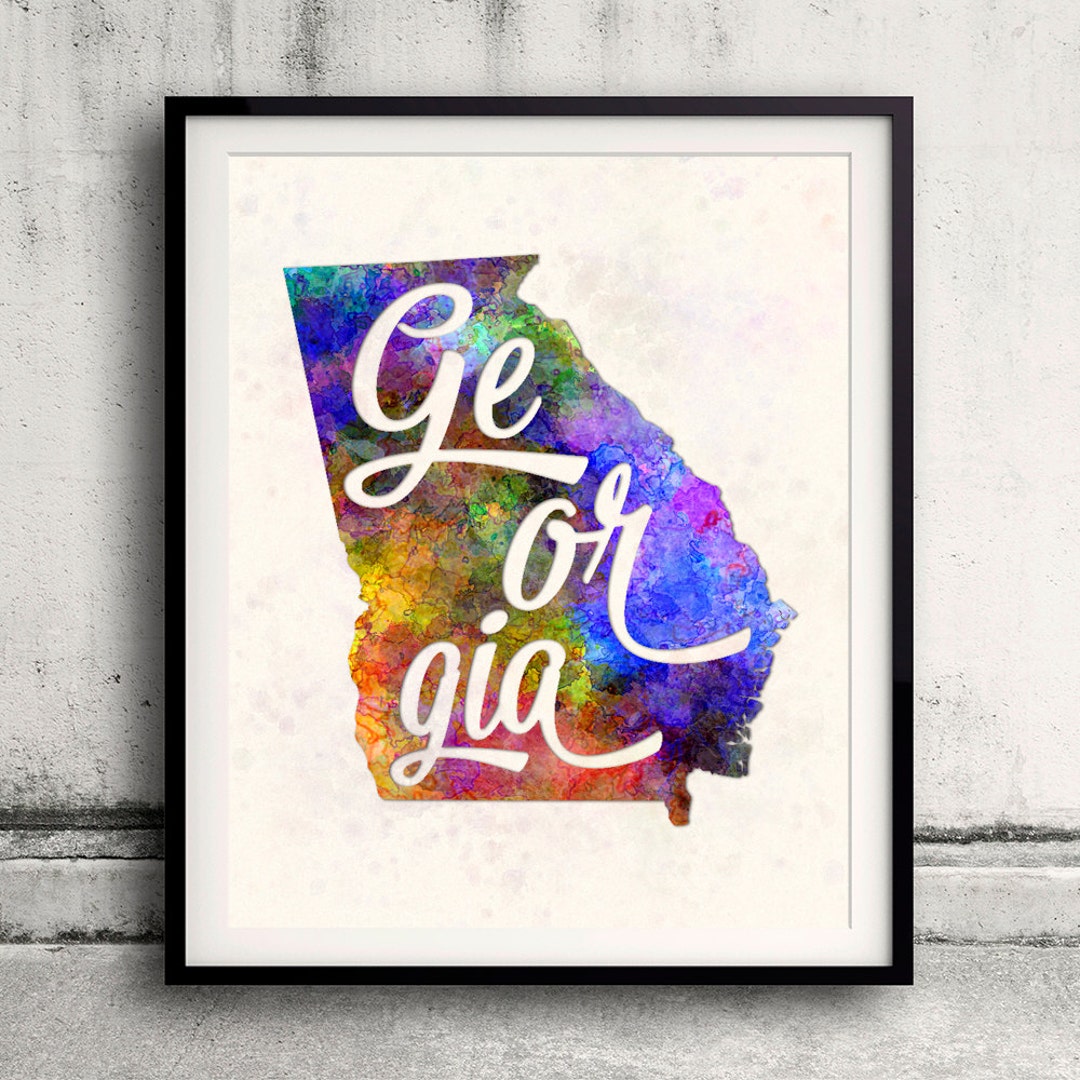 Georgia - Map in Watercolor - Fine Art Print Glicee Poster Decor Home ...