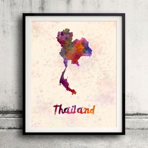 Thailand - Map in watercolor - Fine Art Print Glicee Poster Decor Home Gift Illustration Wall Art Countries Colorful - SKU 1834