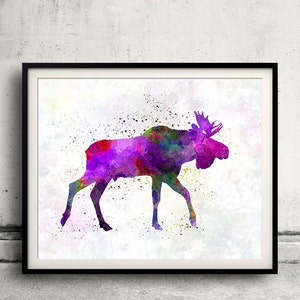 Moose  01 in watercolor 8x10 in. to 12x16 in. Fine Art Print  Poster Decor Home Watercolor Illustration - SKU 1286