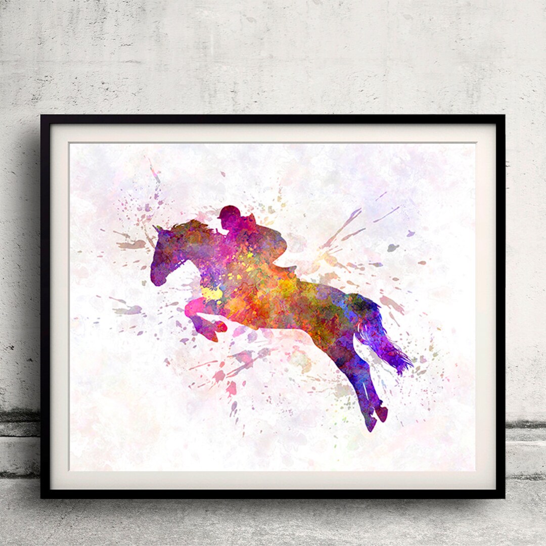 Horse Show 07 in Watercolor - Poster Watercolor Wall Art Splatter Sport ...