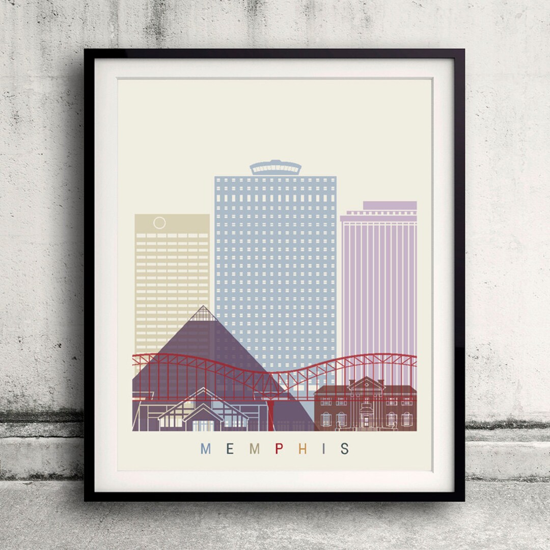 Memphis Skyline Poster Fine Art Print Landmarks Skyline Poster Gift memphis-skyline-poster-fine-art-print-landmarks-skyline-poster-gift