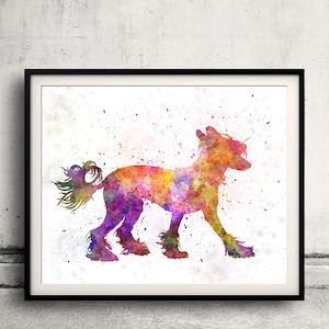 Chinese crested dog 01 in watercolor 8x10 in. to 12x16 in. Fine Art Print Glicee Poster Decor Home Watercolor Illustration Dog - SKU 1016