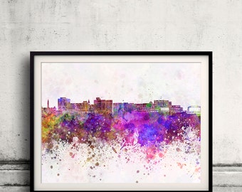 Skyline di Duluth in sfondo ad acquerello da 8x10 in. a 12x16 in. Poster Arte murale digitale Illustrazione Stampa Arte decorativa - SKU 0973