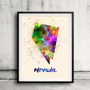 Nevada US State in watercolor background 8x10 in. to 12x16 in. Poster Digital Wall art Illustration Print Art Decorative  - SKU 0415