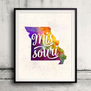 Missouri - Map in watercolor - Fine Art Print Glicee Poster Decor Home Gift Illustration Wall Art USA Colorful - SKU 1760
