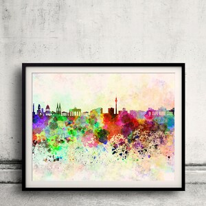 Berlin skyline in watercolor background 8x10 in. to 12x16 in. Poster Digital Wall art Illustration Print Art Decorative  - SKU 0033