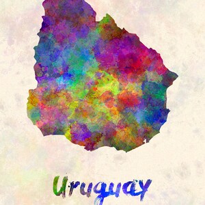 Uruguay - Map in Watercolor - Fine Art Print Glicee Poster Decor Home ...
