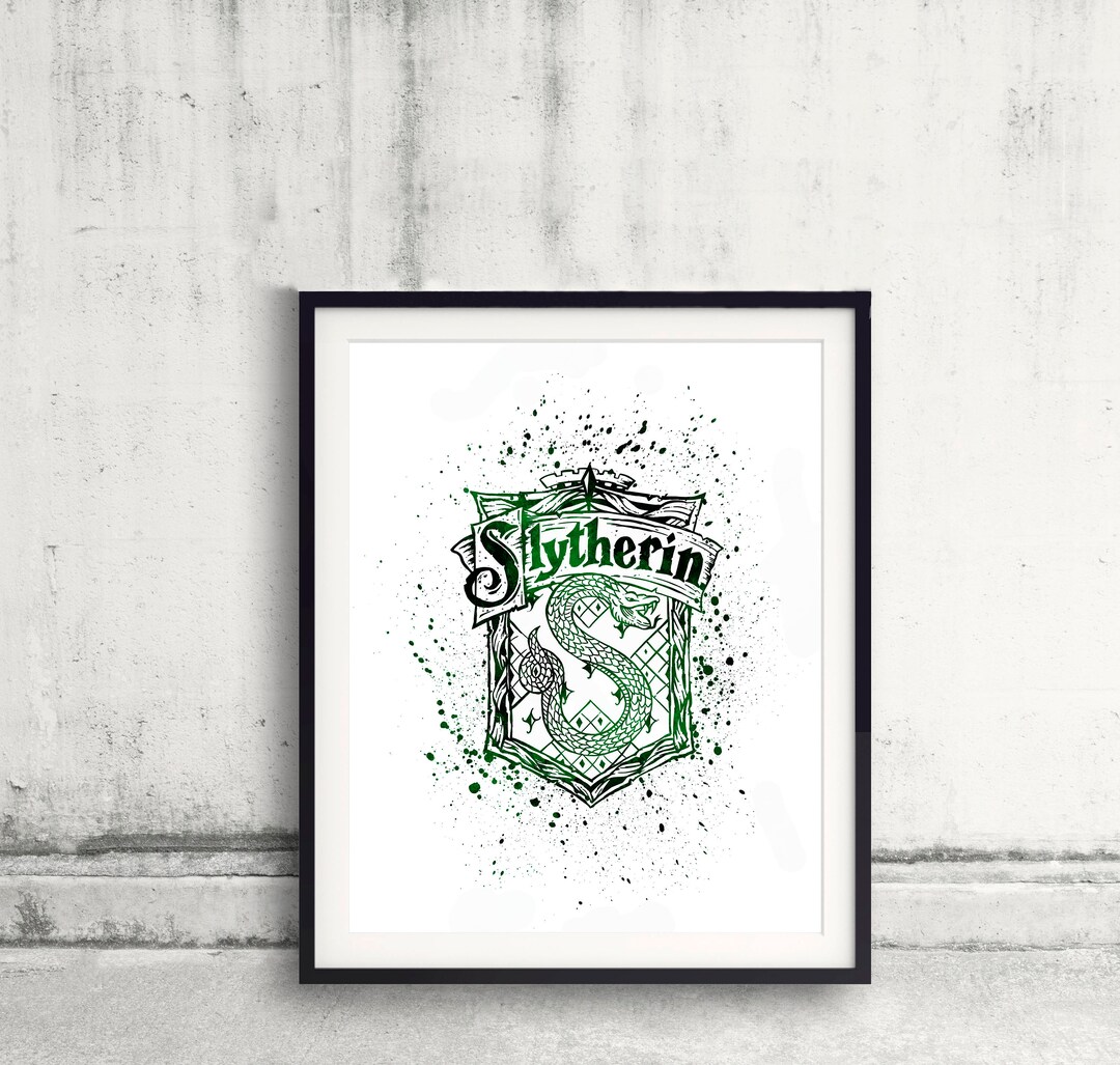 Harry Potter Slytherin 02 House Silhouette Poster Watercolor Wall Art