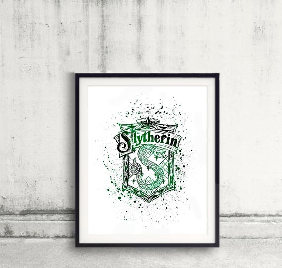 Harry Potter Slytherin 02 House Silhouette Poster Watercolor Wall Art  Splatter Sport Illustration Print Glicée Artistic SKU 2764 