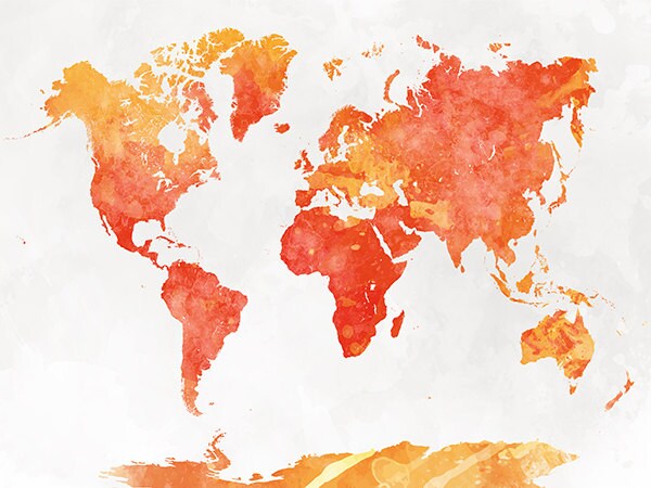 World Map in Watercolor 18 - Fine Art Print Glicee Poster Decor Home ...