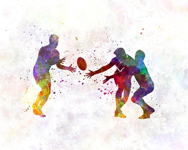 Rugby Men Players 07 - Poster Watercolor Wall Art Gift Splatter Sport ...