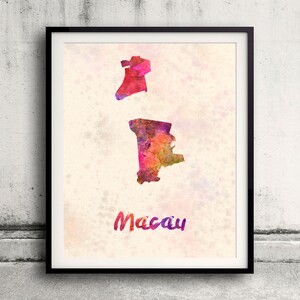 Macau - Map in watercolor - Fine Art Print Glicee Poster Decor Home Gift Illustration Wall Art Countries Colorful - SKU 1822