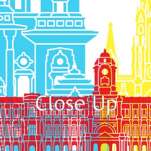 Chennai skyline pop Fine Art Print Glicee Poster Gift Illustration Pop Art Colorful Landmarks SKU 2409 image 2