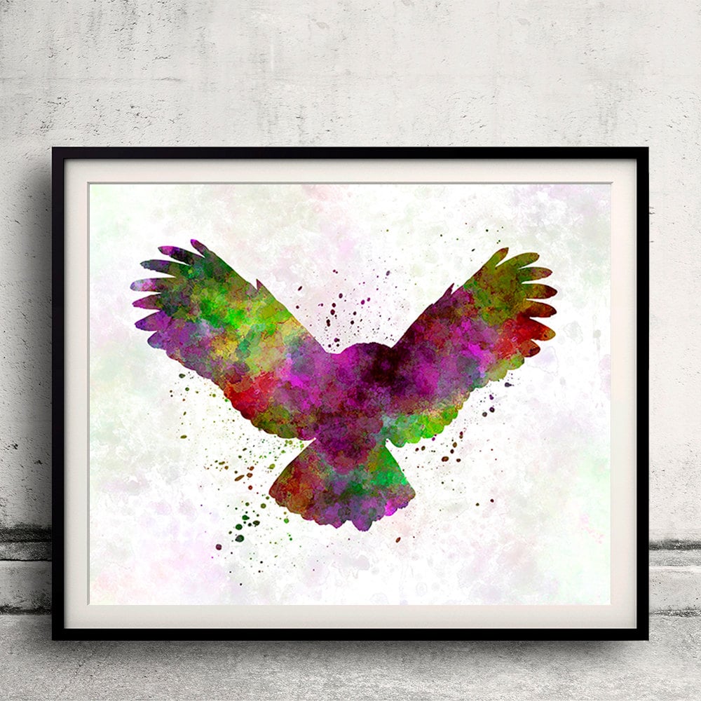 Owl 02 in watercolor 8x10 in. to 12x16 in. Fine Art Print  Poster Decor Home Watercolor Illustration