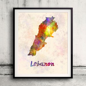 Lebanon - Map in watercolor - Fine Art Print Glicee Poster Decor Home Gift Illustration Wall Art Countries Colorful - SKU 1802