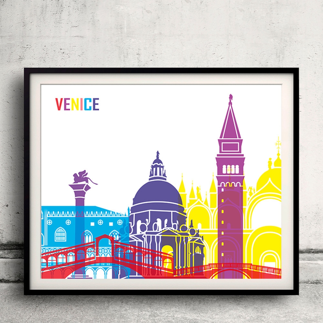 Venice Pop Art Skyline 8x10 In. to 12x16 In. Fine Art Print Glicee