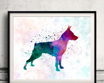 Miniature Pinscher in watercolor 8x10 in. to 12x16 in. Fine Art Print  Poster Decor Home Watercolor Illustration - SKU 1260