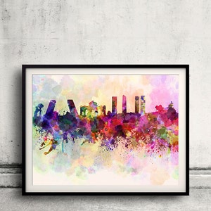 Madrid skyline in watercolor background 8x10 in. to 12x16 in. Poster Digital Wall art Illustration Print Art Decorative  - SKU 0013