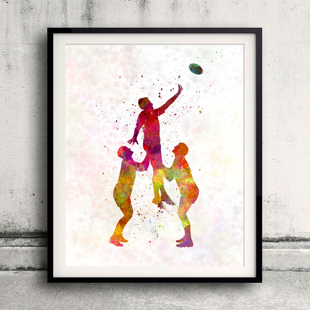 Rugby Men Players 06 - Poster Watercolor Wall Art Gift Splatter Sport ...