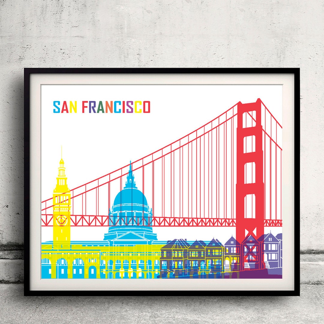San Francisco Pop Art Skyline 8x10 In. to 12x16 In. Fine Art Print ...