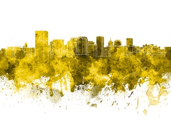 Richmond skyline in watercolor on white, 8 monochrome colors, and full color 8x10 in. to 12x16 in. Poster Wall art Print Art - SKU 0922
