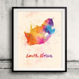 South Africa- Map in watercolor - Fine Art Print Glicee Poster Decor Home Gift Illustration Wall Art Countries Colorful - SKU 2617
