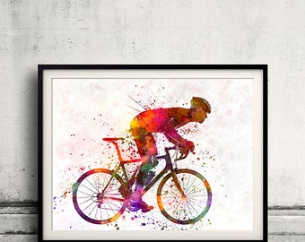 cyclist road bicycle 8x10 in. to 12x16 in. Poster Digital Wall art Illustration Print Art Decorative  - SKU 0487