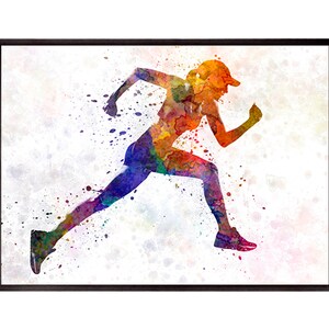 Woman runner jogger running in silhouette 8x10 in. to 12x16 in. Poster Digital art Illustration Print Art - SKU 0627