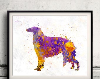 Borzoi 01 in watercolor 8x10 in. to 12x16 in. Fine Art Print Glicee Poster Decor Home Watercolor Illustration Dog Russian Wolfhound-SKU 1015