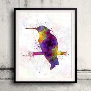 Hummingbird 01 in watercolor 8x10 in. to 12x16 in. Fine Art Print  Poster Decor Home Watercolor Illustration - SKU 1279