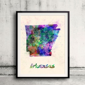 Arkansas US State in watercolor background 8x10 in. to 12x16 in. Poster Digital Wall art Illustration Print Art Decorative  - SKU 0392